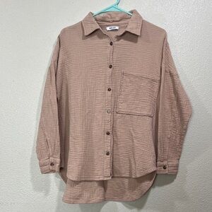 Miss Lola Cotton Button Down Long Sleeve Shirt